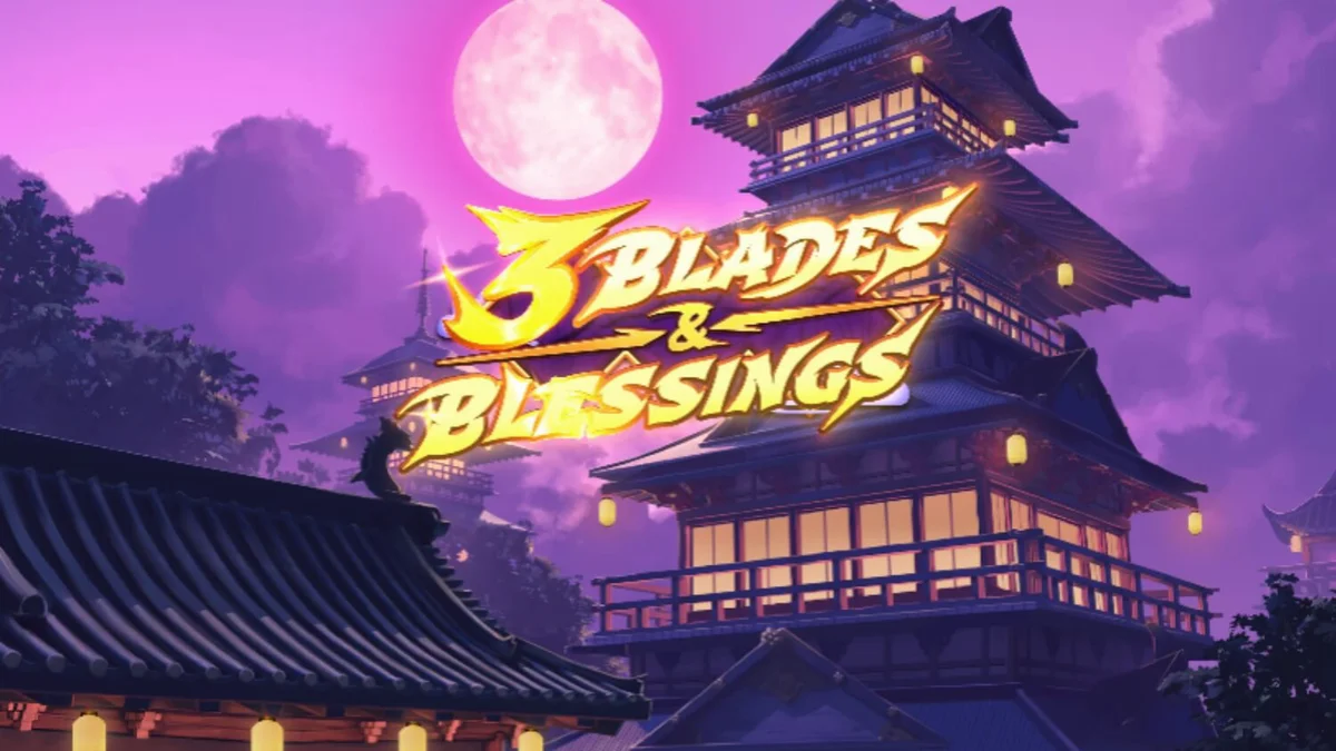 Tampilan visual slot 3 Blades & Blessing dengan tema ninja dan Jepang feodal